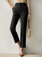 Pantalon sur mesure décontracté à fermeture éclair avec poche solide pour femme