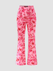 Pantalon taille haute à imprimé cœur