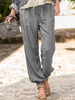 Pantalon taille élastique lâche de couleur unie pour femmes