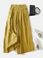 Pantalon uni à jambe large avec poche pour femme