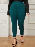 Pantalon zippé à boutons de grande taille