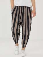 Pantalons pour hommes 100% coton à rayures avec cordon de serrage