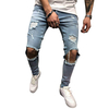Pantalons en denim pour hommes trou Slim Jeans