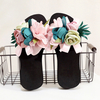 Pantoufles de plage antidérapantes décorées de fleurs pour femmes