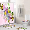 Papillon fleur motif rideau de douche couvercle de toilette couverture piédestal tapis imperméable antidérapant tapis de