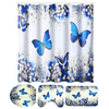 Papillons Lily Therapy Spa Art Prints Imperméable À Leau Rideau De Douche Salle De Bains Tapis Antidérapants Tapis