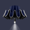 Parapluie pliant automatique 10K avec lampe de poche Parapluie ultra large rotatif Coupe-vent UPF50+ Anti UV Protection