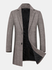 Pardessus mi-long en laine pied-de-poule à revers simple boutonnage pour homme