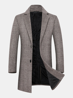 Pardessus mi-long en laine pied-de-poule à revers simple boutonnage pour homme