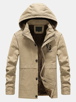 Parkas à capuche décontractées et chaudes pour hommes doublées en polaire