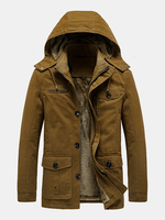 Parkas chaudes doublées en molleton de coton épaissi pour hommes avec capuche amovible