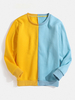 Patchwork col rond pull à manches longues sweatshirts pour hommes