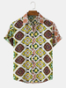 Patchwork Ethnique Style Graphique Imprimer Col Revers Vintage Chemises À Manches Courtes