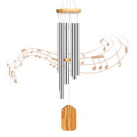 PATHONOR Carillons éoliens avec 6 tubes en aluminium Cloche à vent en bois Mémorial Carillons éoliens Meilleur cadeau Ca