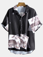 Paysage Peinture Imprimer Lâche Comfy Turn Down Col Casual Shirts