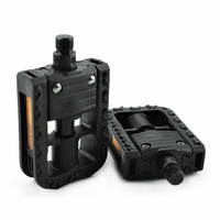 Pédales de vélo noires 9/16 "14mm vélo de montagne réfléchissant en plastique en aluminium en aluminium