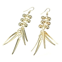 Perles dargent or Spike Rivet Long gland oreille boucles doreilles pour les femmes