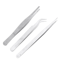 Pince à épiler en acier inoxydable 3 en 1,  droite / plate / tête à coude