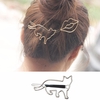 Pinces à cheveux mignons Creux Metal Animal Irrégulier Accessoires de Cheveux Bijoux de Corps Doux pour les Femmes