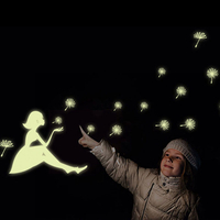 Pissenlit Fille Étoiles Fluorescent Pâte Lumineuse Autocollants Nuit Lumière Salon Décor Wall Sticker