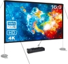 Pixthink Écran de projection 120 pouces 4K avec support Rideau de projection pliable 16:9 avec sac de transport pour bur