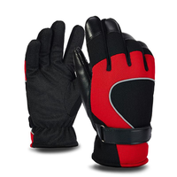 PJ02 Hommes Hiver Coupe-Vent Antidérapant Gants Bande réfléchissante Cuir Patchwork Polaire Chaud