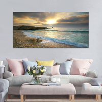 Plage Toile Océan Vague Coucher De Soleil Mer No Frame Peintures Art Wall Decor