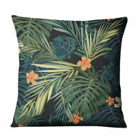 Plantes vertes tropicales fleurs taie doreiller en lin