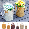 Pliable Naturel Tissé Seagrass Ventre De Stockage Panier Pot De Fleur Panier Pliant Tissage Sale Vêtement Panier Panier