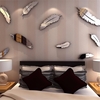 Plume dargent bricolage 3D miroir mural autocollant mural pour la décoration de la maison et de la chambre