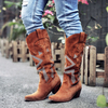 Plus la taille des femmes en daim strass talon chunky genou bottes de cowboy