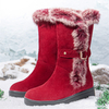 Plus la taille des femmes hiver doublure en peluche boucle décor augmenté talon bottes de neige