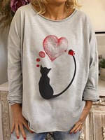 Plus la taille des femmes mignonne de bande dessinée de chat lettre imprimer des chemisiers occasionnels