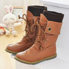Plus la taille des femmes occasionnels épissage de laine à lacets bottes mi-mollet plates
