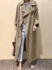 Plus la taille des femmes revers double boutonnage cravate dos occasionnels longs trenchs