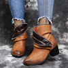Plus la taille des femmes rétro fermeture éclair décor boucle talon épais bottes courtes