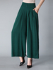 Plus la taille haute élastique taille bouton plissé pantalon large décontracté pour les femmes