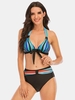 Plus Size Femmes Colorful Maillots de bain Bikinis dos nu dos nu à rayures