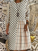 Plus Size Femmes Polka Dot Plaid Patchwork Casual Robes Midi À Manches Longues