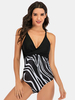 Plus Size Femmes Polka Dot Print Splice Skinny Fit One Maillots de bain pièce