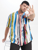 Plus Size Mens Deisgn Colorful Chemises à manches courtes avec poche poitrine à rayures
