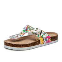 Plus Size Women Casual Soft Tongs à semelle imprimant des sandales en liège de plage