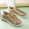 Plus Size Women Comfy Sequined Decor Lace Up Court Sneaker Shoes