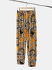 Plus Size Women Ethnic Print Bloomers Taille élastique Tie Feet Home Pyjama Pants