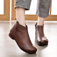 Plus Size Women Retro Solid Soft Bottines à glissière latérale