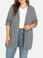 Plus Taille Work Style Slip Couleur unie Manches longues Automne Trench Coats