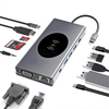 Pobod 13 in 1 Type-C Docking Station with USB3.0*3 USB-C PD USB-C*2 HDMI VGA RJ45 SD/Micro SD Card Reader Slot 3.5mm Aud