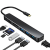 Pobod 7-in-1 Type-C Docking Station USB Adapter with USB3.0*3 VGA HDMI SD/TF Card Reader Slot Multifunctional USB Hubs f