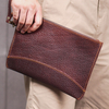 Pochette longue rétro en cuir véritable pour homme,  portefeuille mince et simple pour téléphone de 6, 5 pouces