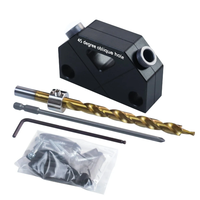 Pocket Hole Jig Kit 45° Punch Locator Angle Woodworking Tool Hole Screw Jig Positioner Drilling Kit Dowel Drill Guide Jo